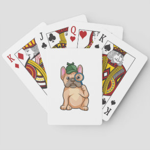 French bulldog as Detective with Magnifying glass Poker Cards