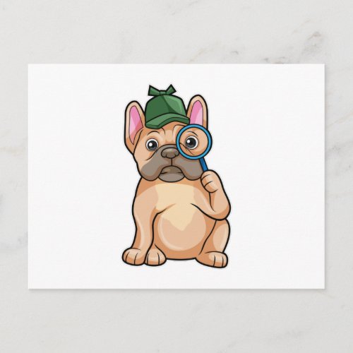 French bulldog as Detective with Magnifying glass Postcard