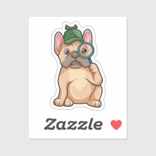 French bulldog as Detective with Magnifying glass Sticker