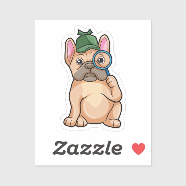 French bulldog as Detective with Magnifying glass Sticker (Sheet)