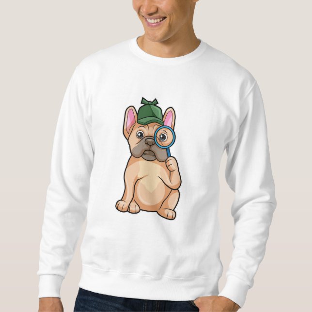 French bulldog as Detective with Magnifying glass Sweatshirt (Front)