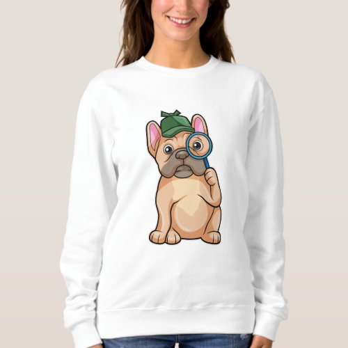 French bulldog as Detective with Magnifying glass Sweatshirt