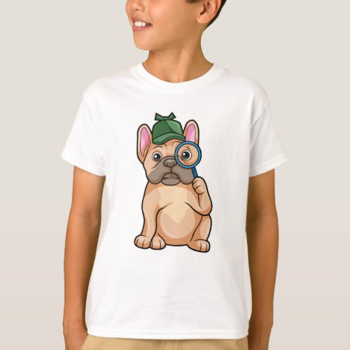 French bulldog as Detective with Magnifying glass T_Shirt