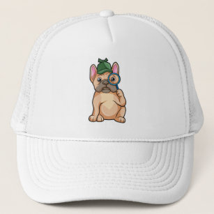 French bulldog as Detective with Magnifying glass Trucker Hat