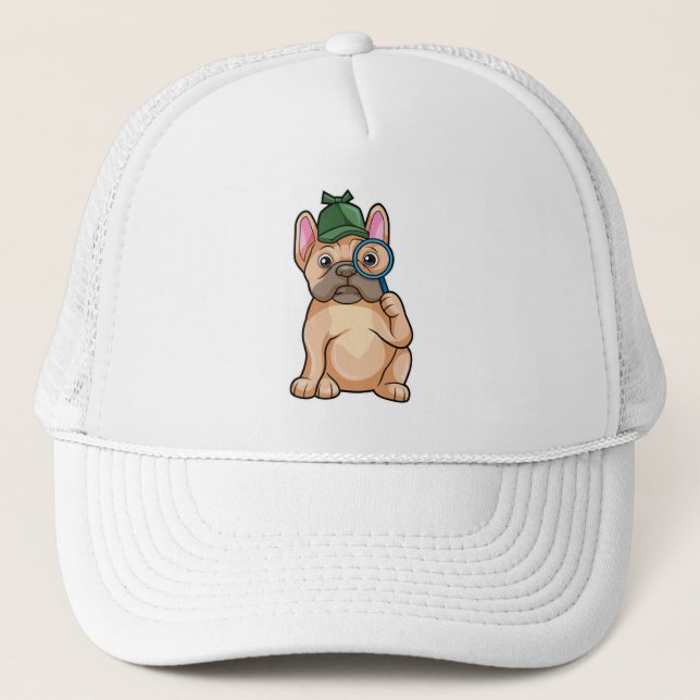 French bulldog as Detective with Magnifying glass Trucker Hat (Front)