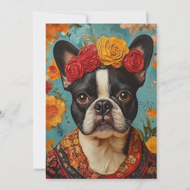 French Bulldog as Frida Kahlo Invitation (Front)