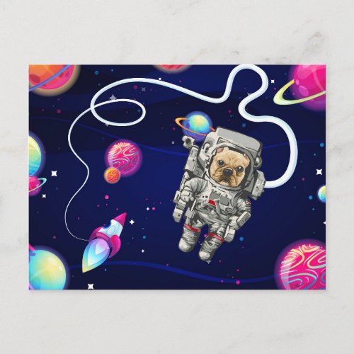 French Bulldog Astronaut Space Explorer  Postcard