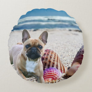 French Bulldog at the Beach Throw Pillow