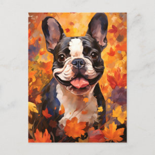 French Bulldog Autumn Thanksgiving Postcard