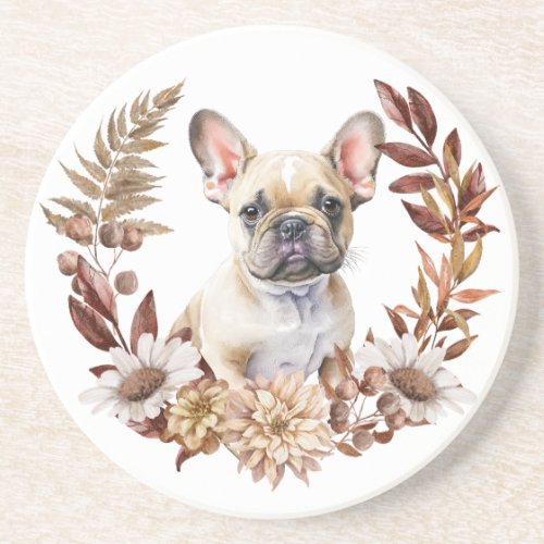 French Bulldog Autumn Wreath Coaster