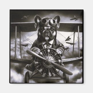 French Bulldog aviator magnet