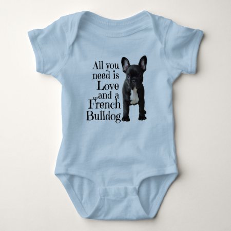 French Bulldog Baby Jersey Bodysuit - Love