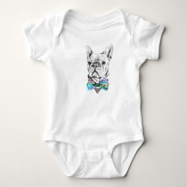 french bulldog baby onsie baby bodysuit (Front)