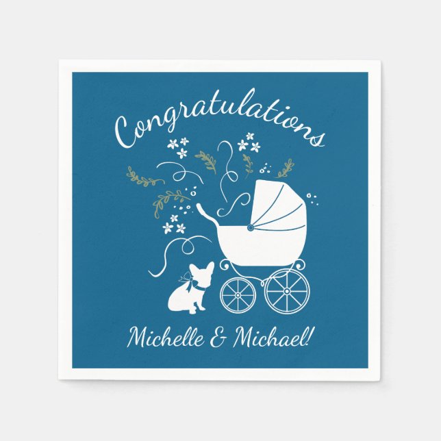 French Bulldog Baby Shower Frenchie Frenchy Napkins (Front)