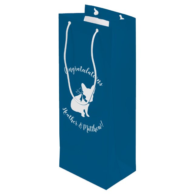 French Bulldog Baby Shower Frenchie Frenchy Wine Gift Bag (Back Angled)