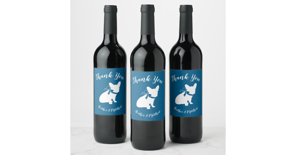 French Bulldog Baby Shower Frenchie Frenchy Wine Label | Zazzle