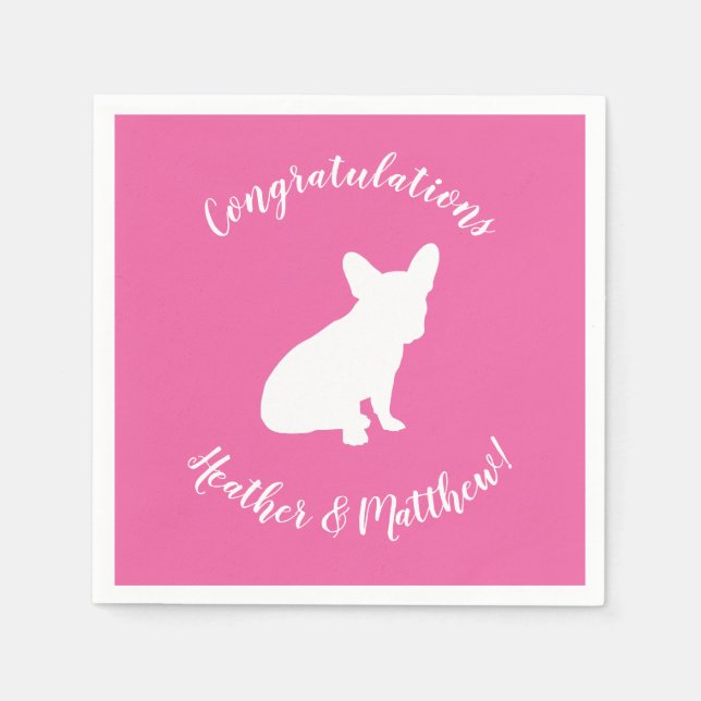 French Bulldog Baby Shower Frenchie Pink Napkins (Front)