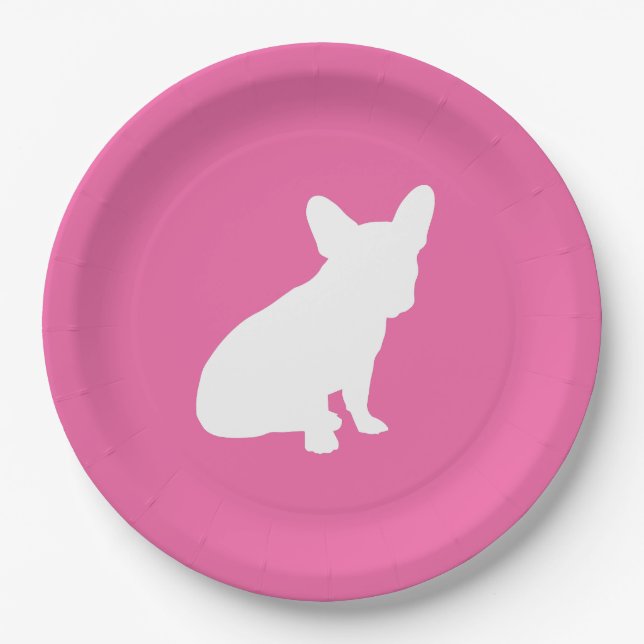 French Bulldog Baby Shower Frenchie Pink Paper Plates (Front)