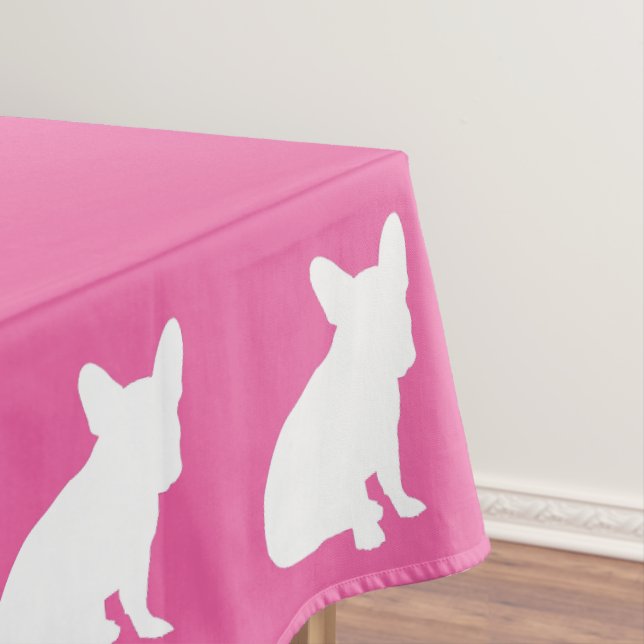 French Bulldog Baby Shower Frenchie Pink Tablecloth (In Situ)