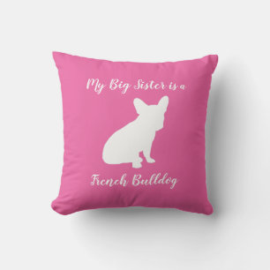 French Bulldog Baby Shower Frenchie Pink Throw Pillow