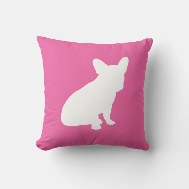 French Bulldog Baby Shower Frenchie Pink Throw Pillow (Front)