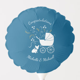 French Bulldog Baby Shower Frenchy Frenchie Blue Balloon