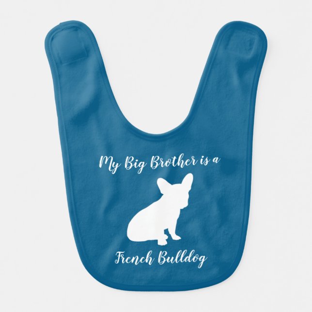 French Bulldog Baby Shower Frenchy Frenchie Blue Bib (Front)