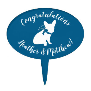 French Bulldog Baby Shower Frenchy Frenchie Blue Cake Topper