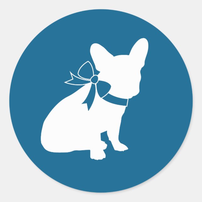 French Bulldog Baby Shower Frenchy Frenchie Blue Classic Round Sticker (Front)