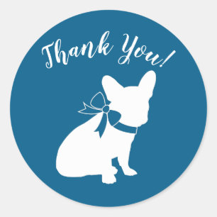French Bulldog Baby Shower Frenchy Frenchie Blue Classic Round Sticker