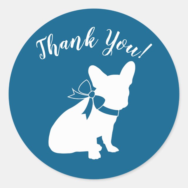 French Bulldog Baby Shower Frenchy Frenchie Blue Classic Round Sticker (Front)