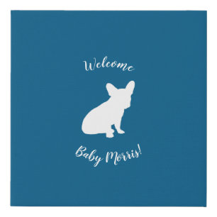 French Bulldog Baby Shower Frenchy Frenchie Blue Faux Canvas Print