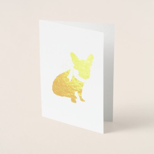 French Bulldog Baby Shower Frenchy Frenchie Blue Foil Card
