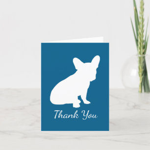 French Bulldog Baby Shower Frenchy Frenchie Blue Letterpress Thank You Card