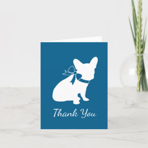 French Bulldog Baby Shower Frenchy Frenchie Blue Letterpress Thank You Card