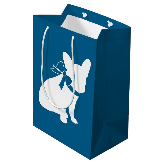 French Bulldog Baby Shower Frenchy Frenchie Blue Medium Gift Bag (Back Angled)