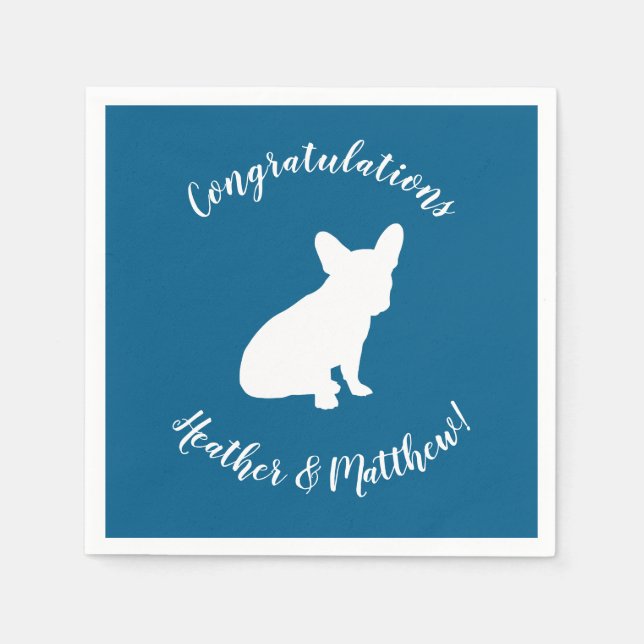 French Bulldog Baby Shower Frenchy Frenchie Blue Napkins (Front)