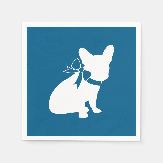 French Bulldog Baby Shower Frenchy Frenchie Blue Napkins (Front)