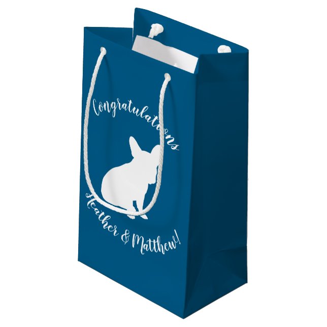 French Bulldog Baby Shower Frenchy Frenchie Blue Small Gift Bag (Back Angled)