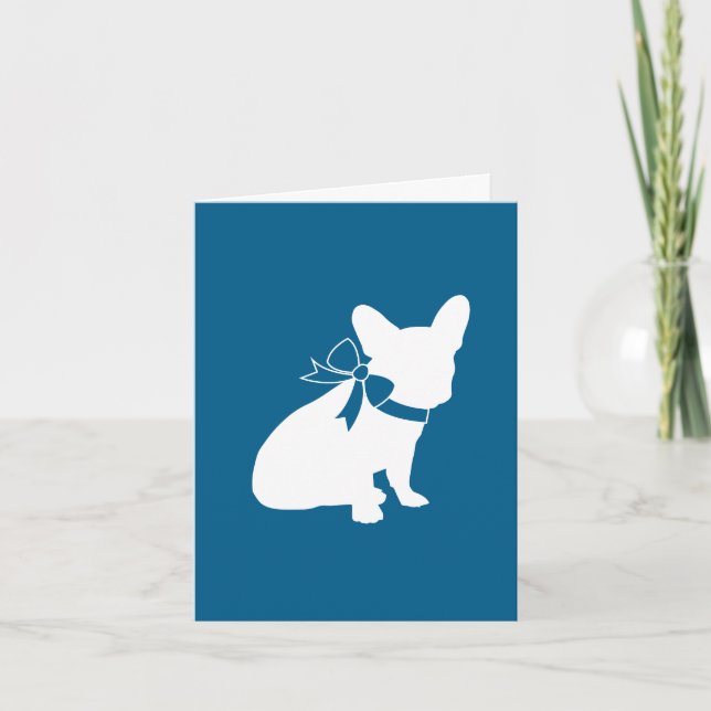 French Bulldog Baby Shower Frenchy Frenchie Blue Thank You Card (Front)
