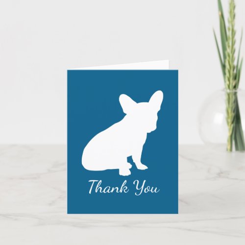 French Bulldog Baby Shower Frenchy Frenchie Blue Thank You Card