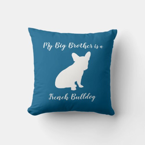 French Bulldog Baby Shower Frenchy Frenchie Blue Throw Pillow