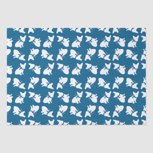 French Bulldog Baby Shower Frenchy Frenchie Blue Tissue Paper (Front)