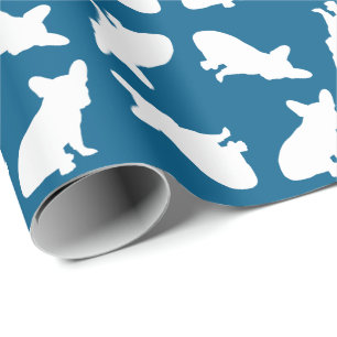 French Bulldog Baby Shower Frenchy Frenchie Blue Wrapping Paper