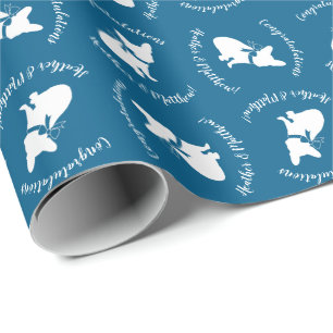 French Bulldog Baby Shower Frenchy Frenchie Blue Wrapping Paper