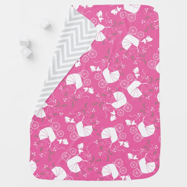 French Bulldog Baby Shower Frenchy Frenchie Pink Baby Blanket (In Situ)