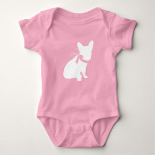 French Bulldog Baby Shower Frenchy Frenchie Pink Baby Bodysuit