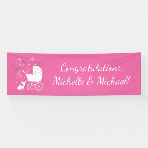 French Bulldog Baby Shower Frenchy Frenchie Pink Banner