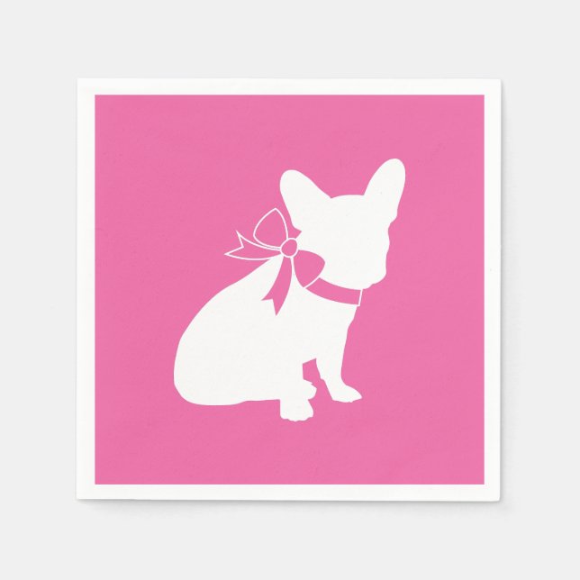 French Bulldog Baby Shower Frenchy Frenchie Pink Napkins (Front)