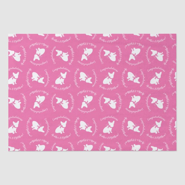 French Bulldog Baby Shower Frenchy Frenchie Pink Tissue Paper (Front)